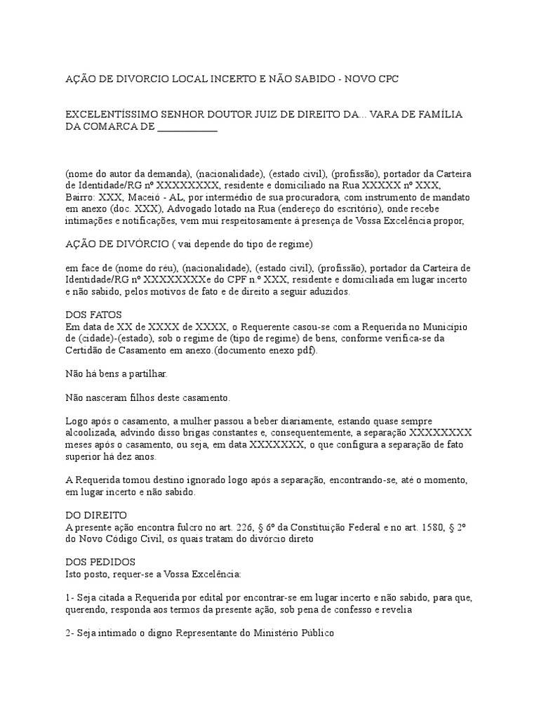 Divórcio em Local Incerto e Não Sabido | PDF | Divórcio | Virtude