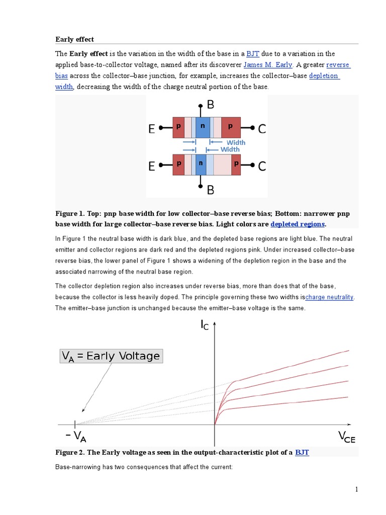 BJT James M. Early Reverse Bias Depletion Width PDF Bipolar