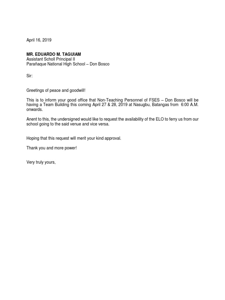 Request For Transpo | PDF | Wellness