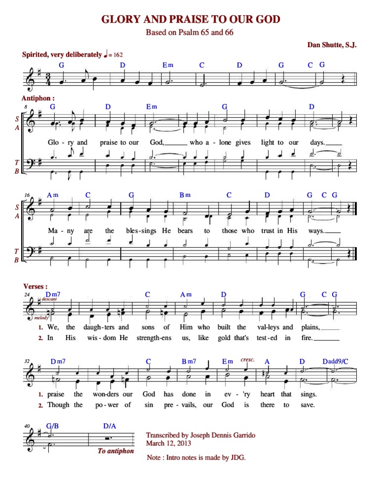 Glory and Praise to Our God Sheet Music | PDF | Religious Music ...