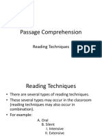 Passage Comprehension: Reading Techniques