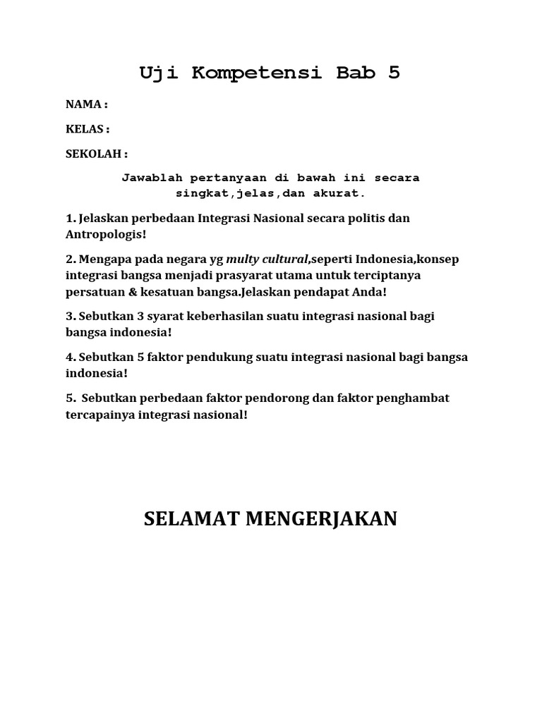 5 Faktor Pendukung Suatu Integrasi Nasional Bagi Bangsa Indonesia Cara Golden