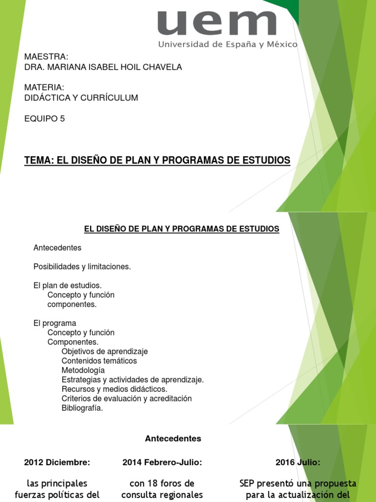 Diseño de Planes y Programas de Estudio | PDF | Plan de estudios ...