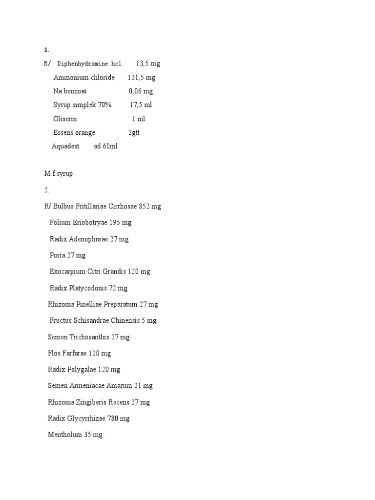 Formulation of a Cough Syrup Containing Diphenhydramine HCl and