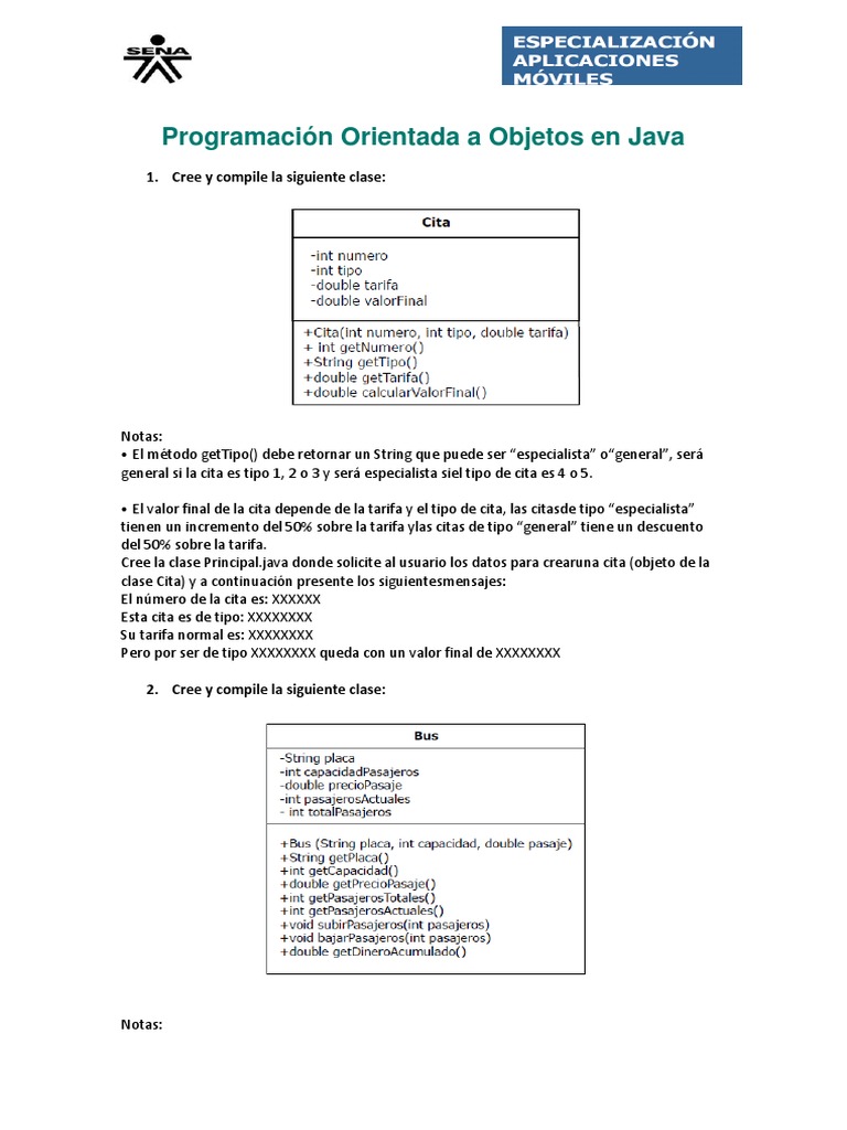 Programación POO en Java: Clases y Métodos | PDF | Java (lenguaje de ...