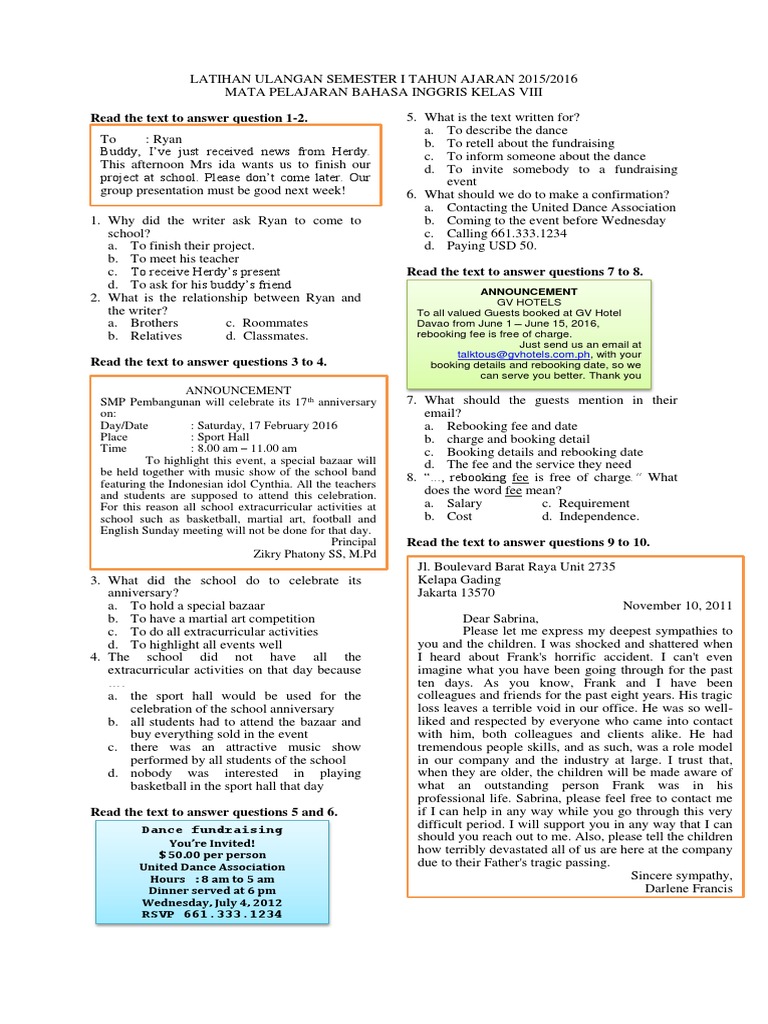 Read The Text To Answer Question 12. Announcement PDF Madagascar Nature