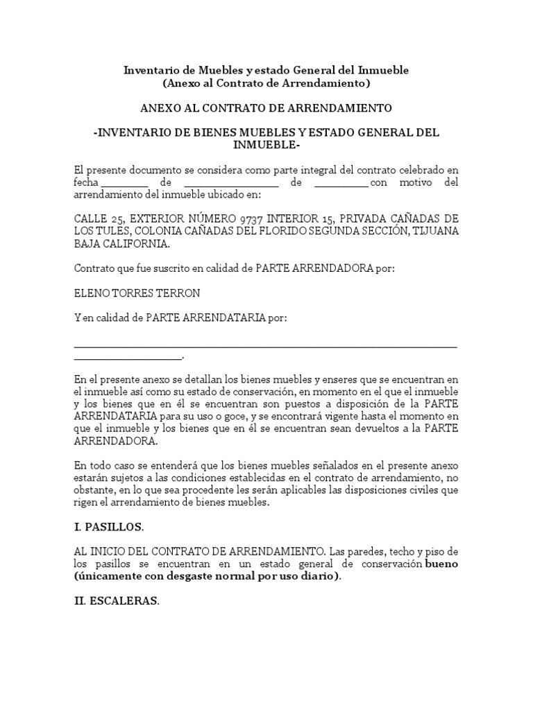 Anexo Al Contrato de Arrendamiento | PDF | Alquiler | Cocina