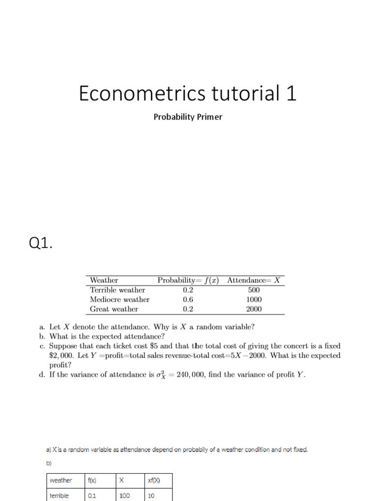 Econometrics Tutorial 1 Pdf