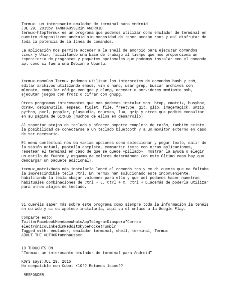 Termux Comandos Basic | PDF | Android (sistema operativo) | Interfaz de ...