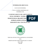 Comportamiento del asentamiento en concreto usando aditivos Sikament 290N y Sika Viscoflow 20E