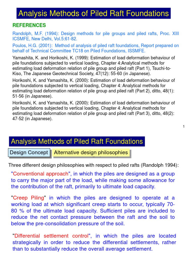 Analysis Methods of Piled Raft Foundations: References | PDF | Finite ...