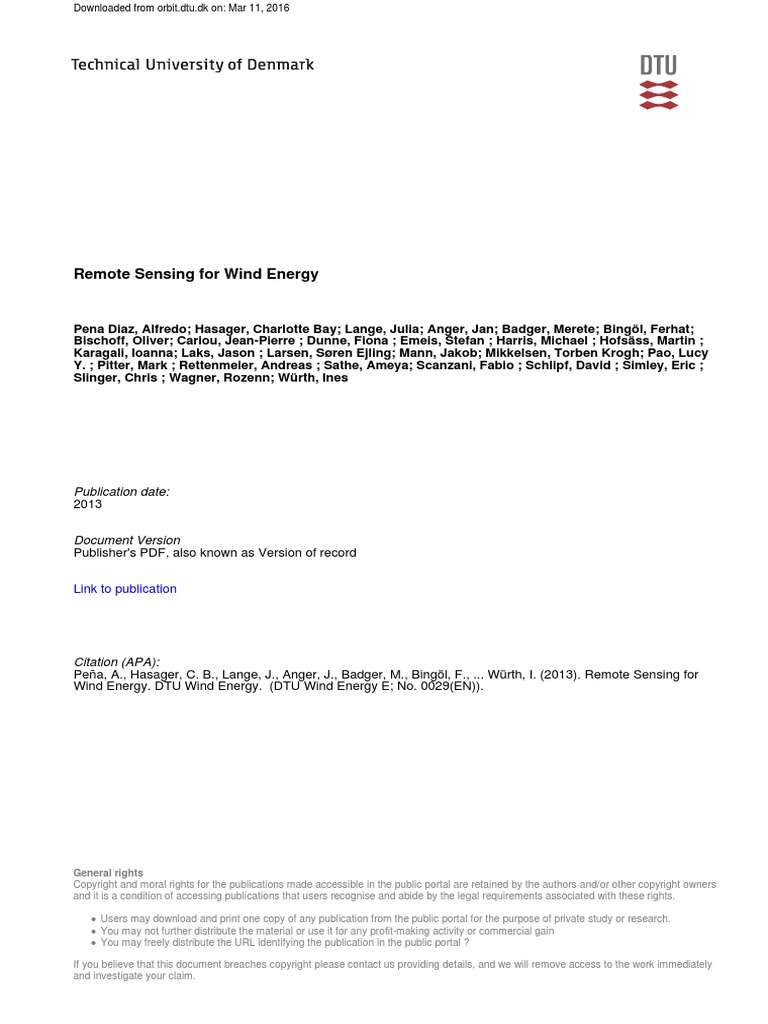 Cap2 Remote Sensing For Wind Energy Pdf Lidar Nature