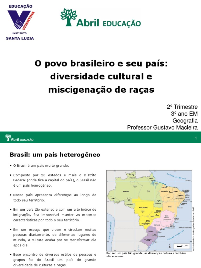 Diversidade Cultural e Formação do Brasil | PDF | Miscigenação ...