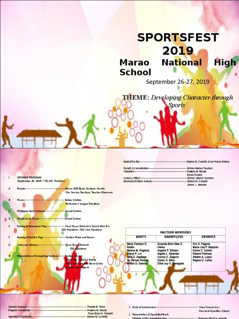 Marao NHS Sportsfest 2019 Overview | PDF | Leisure | Sports