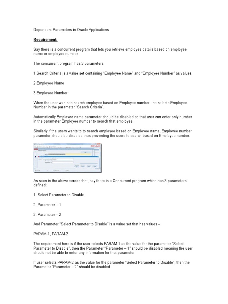 Oracle Apps: Disable Parameters Guide | PDF | Parameter (Computer ...