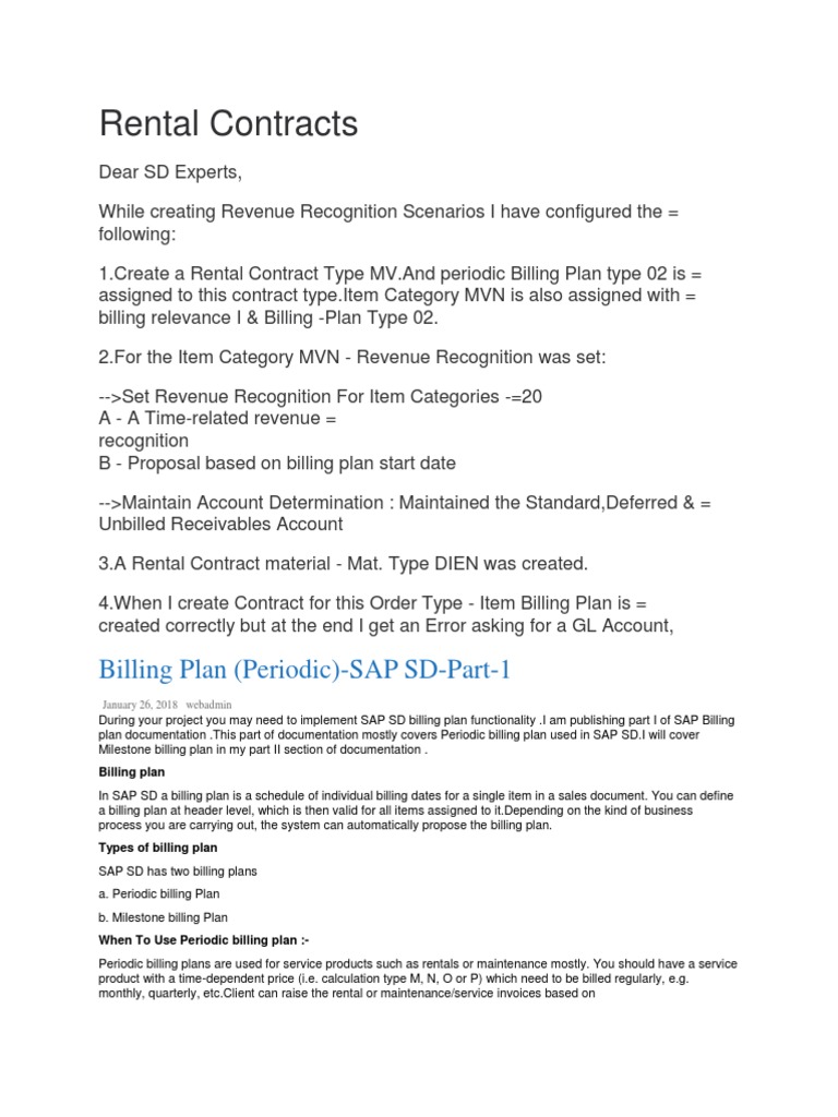 SAP SD Periodic Billing Configuration | PDF | Invoice | Business