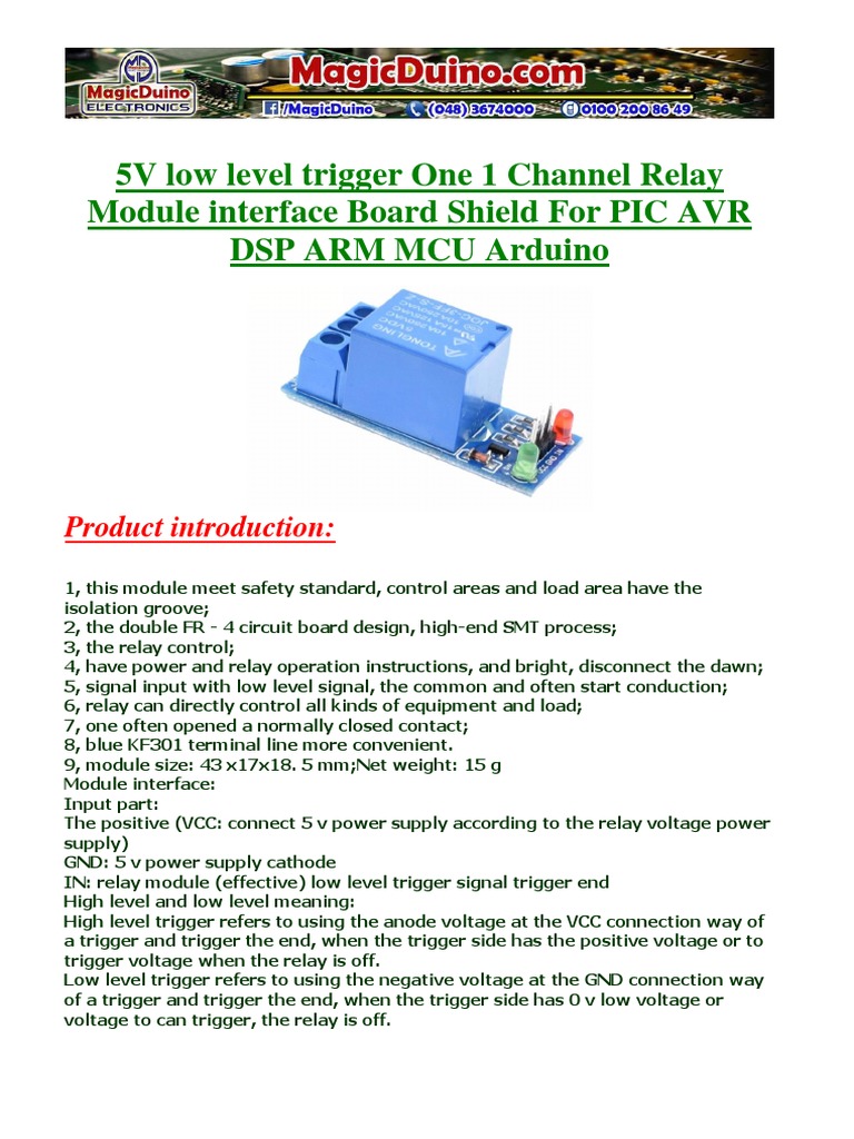 5V Low Level Trigger Relay Module | PDF