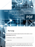 Cs112 - Programming Fundamental: Lecture # 20 - Iterative Control in C Syed Shahrooz Shamim