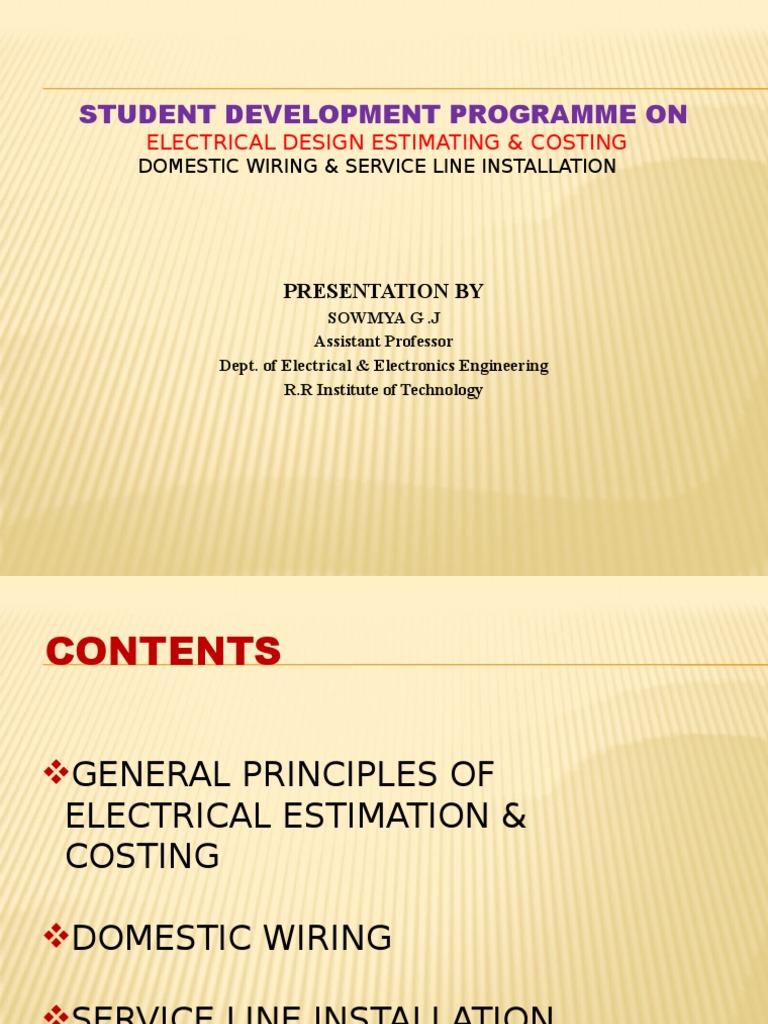 Student Development Programme On: Electrical Design Estimating ...