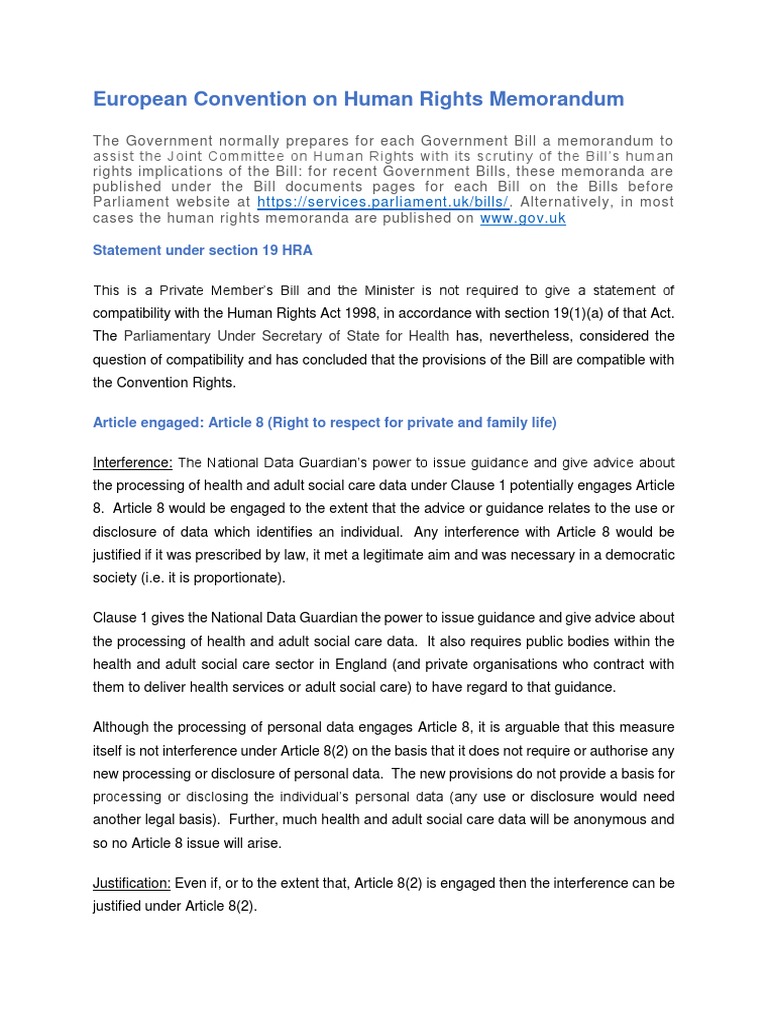 ECHR Memorandum on Health Data Guidance | PDF | European Convention On ...