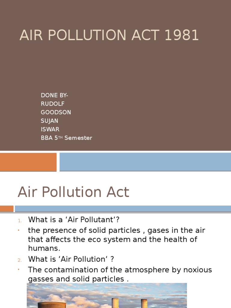 Air Pollution Act 1981 PDF Pollution Air Pollution