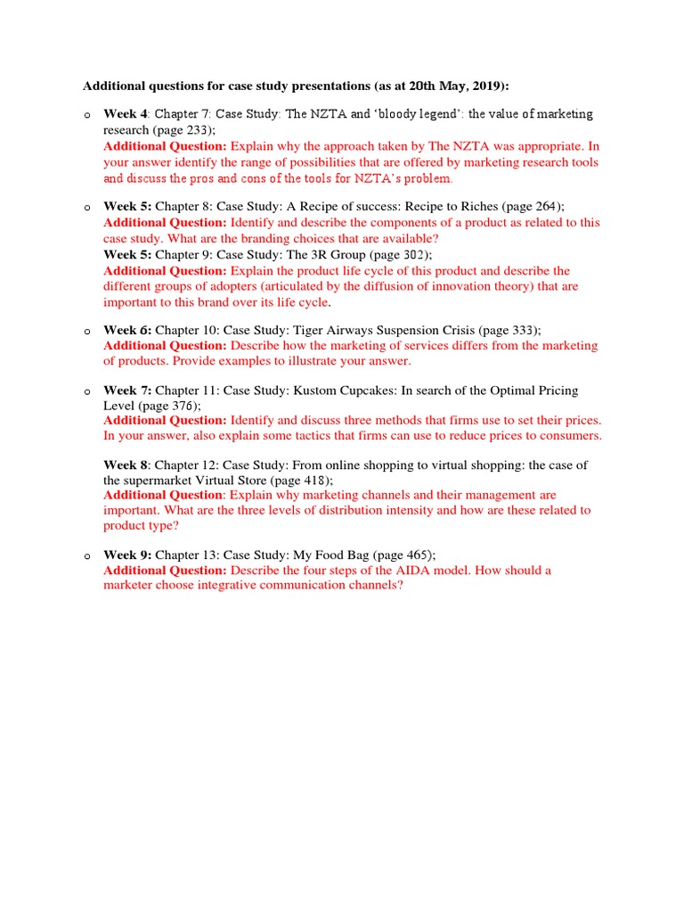 Case Study Questions for Marketing Analysis | PDF