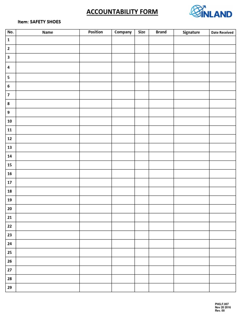 Safety Shoes Accountability Form | PDF