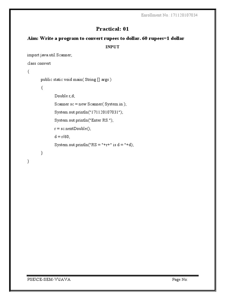 Aim: Write A Program To Convert Rupees To Dollar. 60 Rupees 1 Dollar ...