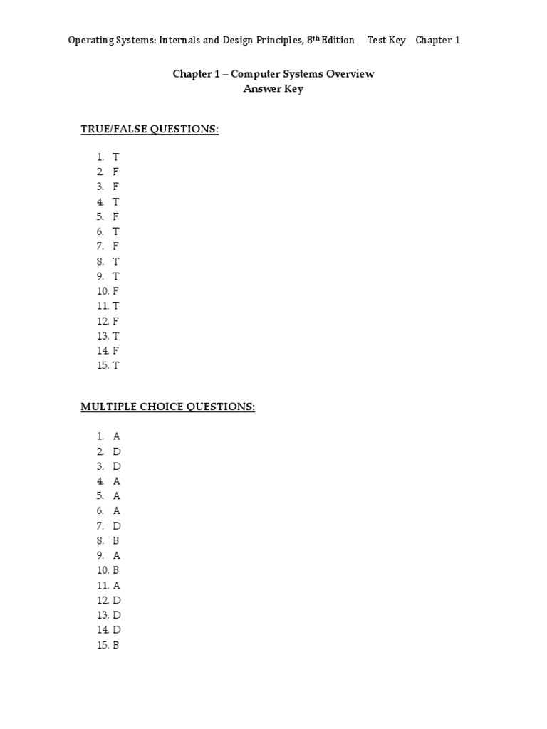 Chapter 1 - Computer Systems Overview Answer Key | PDF