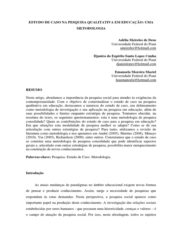 GT 01 14 PDF | PDF | Estudo de caso | Sociologia