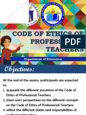 Pdf Code Of Ethics For Professional Teachers