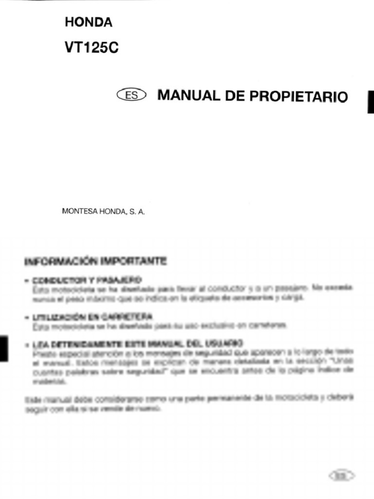 Manual Honda Shadow VT 125 PDF | PDF
