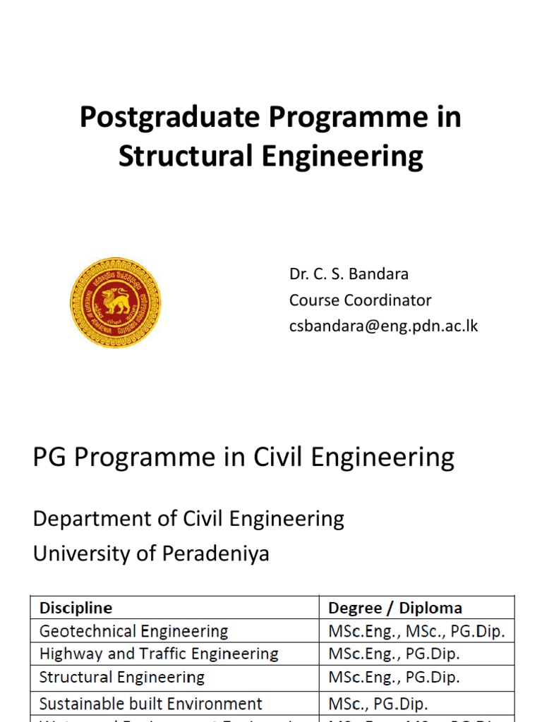 Postgraduate Diploma in Structural Engineering | PDF