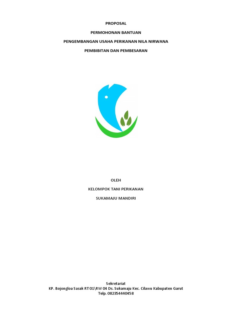 Proposal Bantuan Usaha Perikanan Nila | PDF