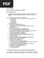 Majorship Area: English Focus: Remedial Instruction in English LET Competencies