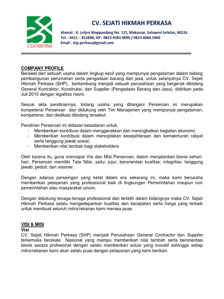 CV Sejati Hikmah Perkasa | PDF