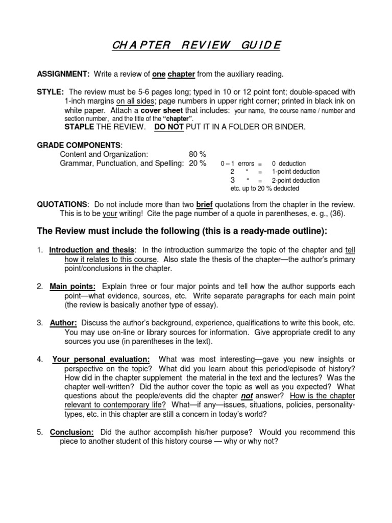Chapterreviewguide PDF | PDF | Thesis | Writing