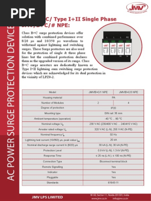 Class B C Type Ii Three Phase Surge Protection Devices Alternating Current Electronic Engineering