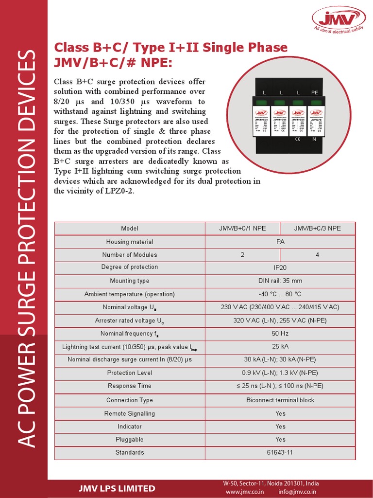 Class B C Type Ii Three Phase Surge Protection Devices Alternating Current Electronic Engineering