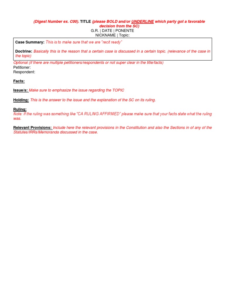 Digest Sample Template | PDF
