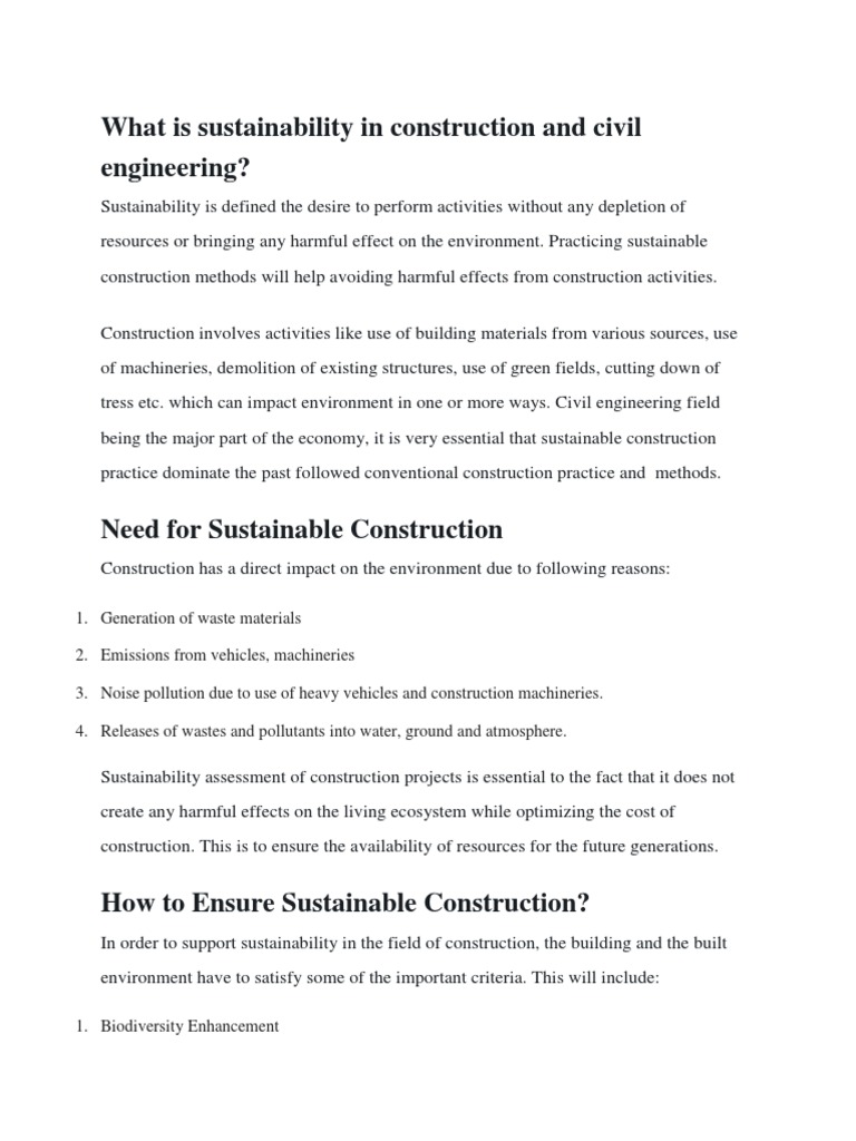 Sustainable Practices in Construction | PDF | Sustainability | Waste ...
