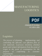 Manufacturing Logistics: Abhilash.R.Krishna S3, MBA (IB)
