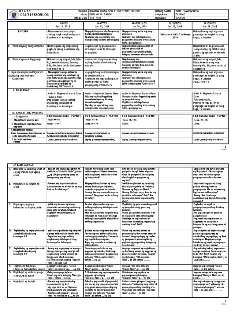 DLL - Q4 - Week 1 - All Subjects - MTAP | PDF