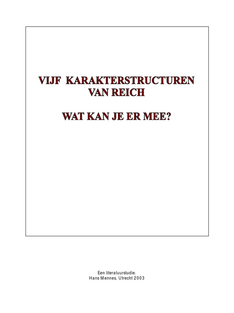 De Vijf Karakterstructuren-Paper | PDF
