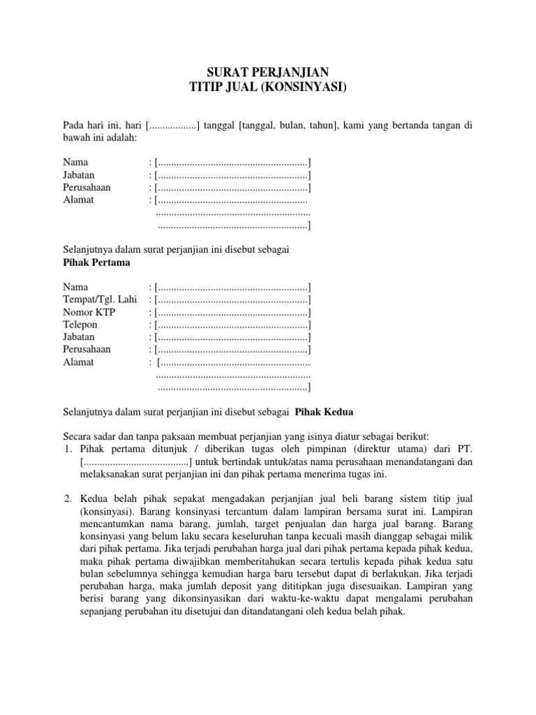 Contoh Surat Jual Barang