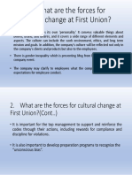 What Are The Forces For Cultural Change at First Union?