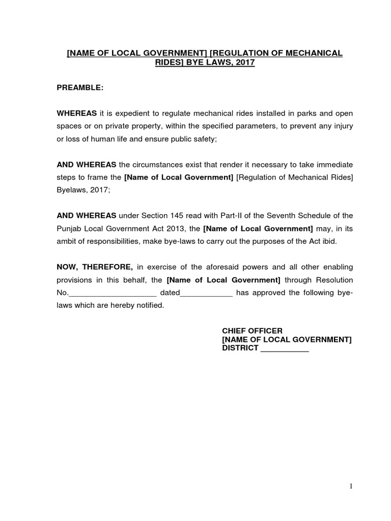 Motion Rides Regualtions | PDF | License | By Law