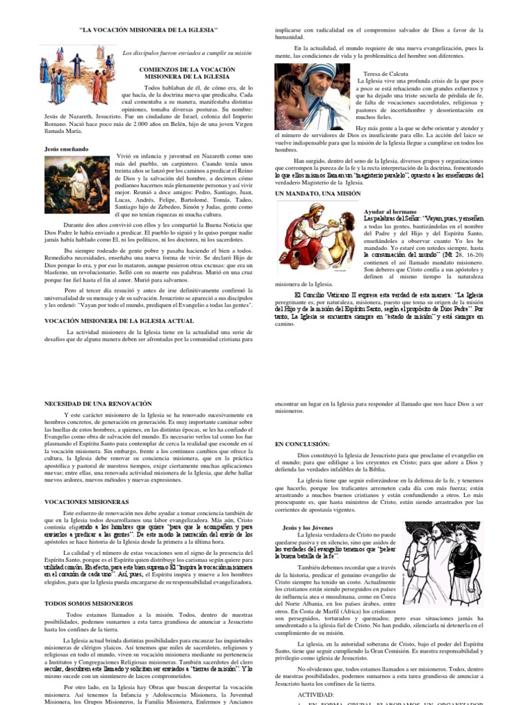 La Vocación Misionera de La Iglesia | PDF | Misionero | Iglesia Católica