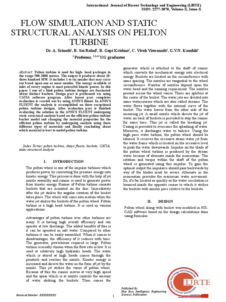 Flow Simulation and Static Structural Analysis On Pelton Turbine | PDF ...