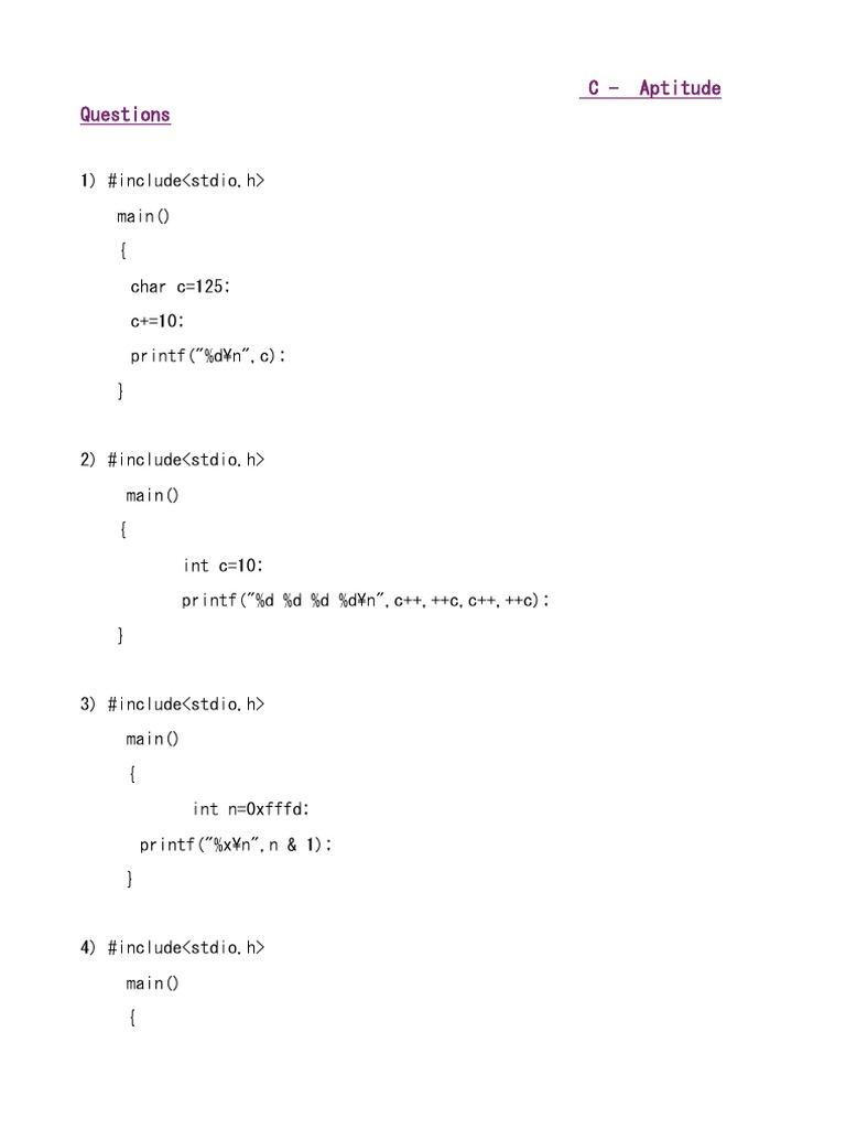 C interview questions pdf computer data software